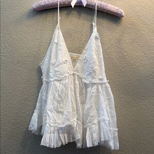 White Eyelet Spaghetti-Strap Babydoll Camisole